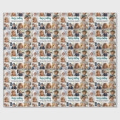 10フォト縁ど誕生日文字センター – ティール(緑がかった色)グレー ラッピングペーパー (フラット)