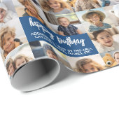 10フォト縁ど誕生日文字センター – 青 ラッピングペーパー (ロールコーナー)