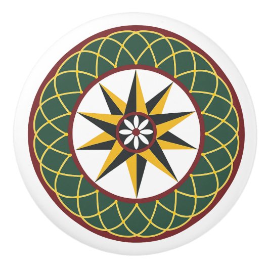 10ポイントスターラティスアミッシュオランダ16進サインノブ セラミックノブ (正面)