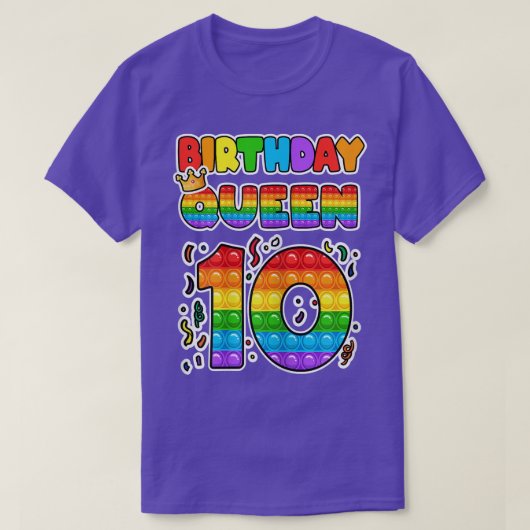 10ポップ・アートの番目の誕生日クイーン10歳の女の子フィッジ Tシャツ (デザイン正面)