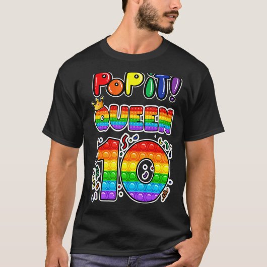10ポップ・アートの番目の誕生日クイーン10歳の女の子フィッジ Tシャツ (正面)
