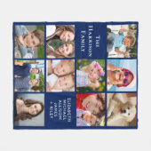 10モダンフォトコラージブルー フリースブランケット (正面(横))