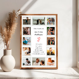 10モダン周年記念写真カスタムコラージュ ポスター