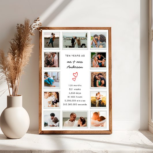 10モダン周年記念写真カスタムコラージュ ポスター