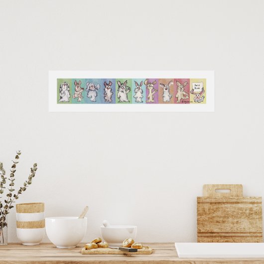 10レインボーウサギカスタムポスター ポスター (キッチン)