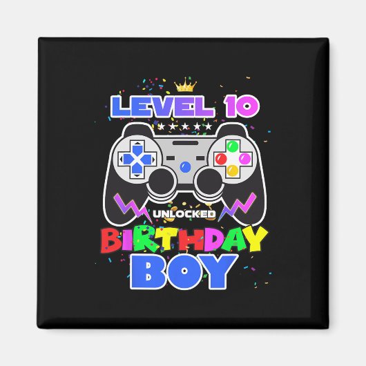 10ロック解除された誕生日ボーイビデオゲーム10誕生日 マグネット (正面)