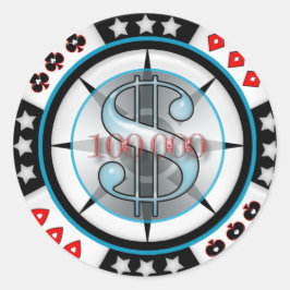 10万ドル。トランプのポーカーチップ ラウンドシール