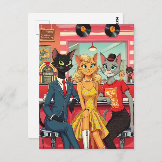 10世紀半ば頃の猫たち ポストカード (正面/裏面)