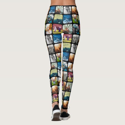 10丸いフォトグリッドテンプレート正方形ブラックフレーム レギンス (裏面)