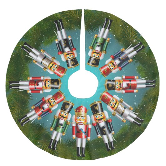 10人のくるみ割りの戦わない兵隊およびくるみ割り王 ブラッシュドポリエステルツリースカート (正面)