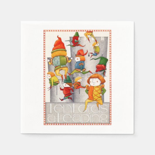 10人の主は標準的なカクテルペーパーナプキンを跳躍 スタンダードカクテルナプキン (正面)