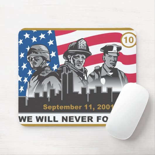 10人の年9/11記念日の3英雄のデザイン マウスパッド (マウス)