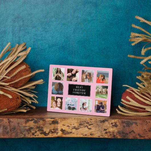 10人の最高の友だち永遠に写真コラージュのピンク フォトプラーク (側面)