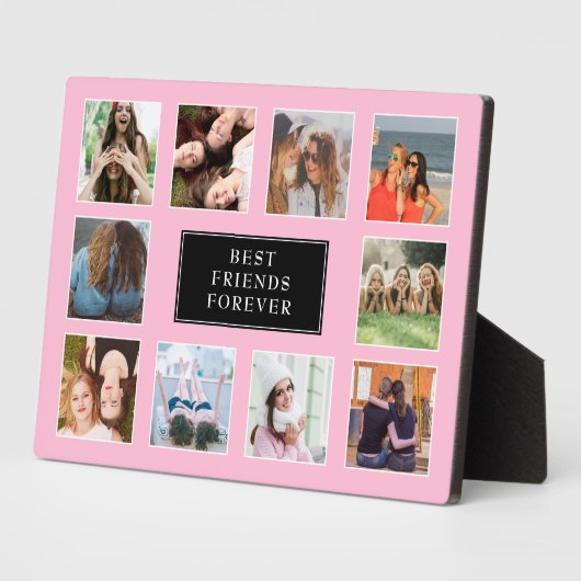 10人の最高の友だち永遠に写真コラージュのピンク フォトプラーク (側面)