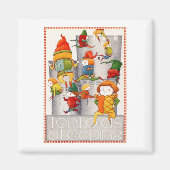 10人の領主が大きく飛び跳ねる四角い磁石 マグネット (正面)