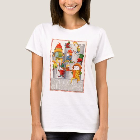 10人の領主が跳躍する女性のTシャツ Tシャツ (正面)
