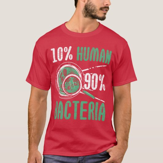 10人体90%細菌生物学者サイエンス生物学ギル Tシャツ (正面)
