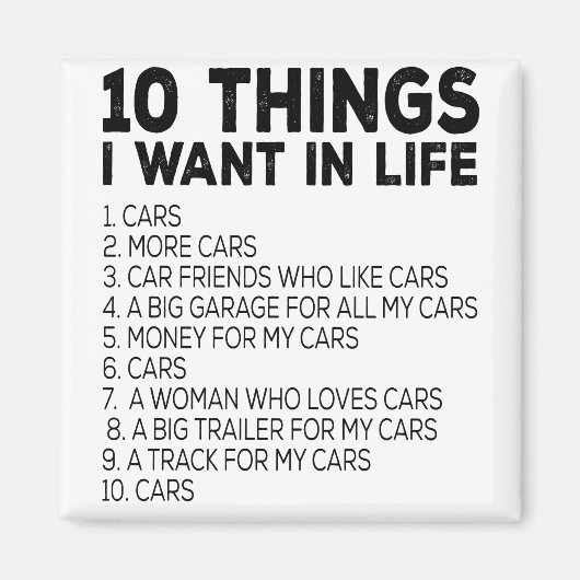 10人生で欲しいもの1.車2.その他の車3 マグネット (正面)