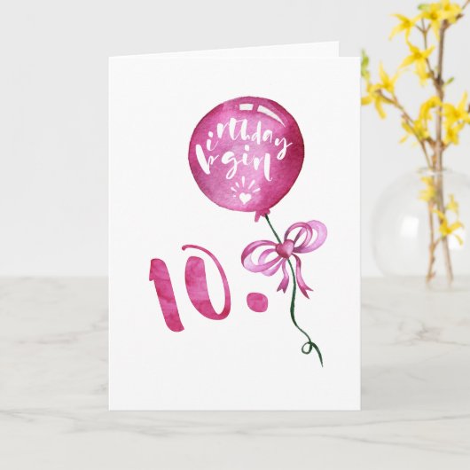 10人目の誕生日、記念日の女の子の贈り物 カード (黄色い花)