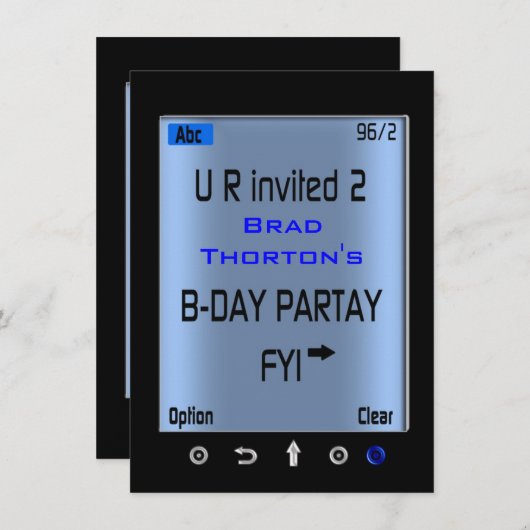 10代ので頭が切れるな電話メールや文字を打つの誕生日のパーティの招待状 招待状 (正面/裏面)