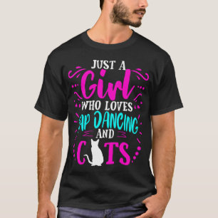 10代のなかわいいギフトの女の子を踊っているタップダンス猫のダンサー Tシャツ