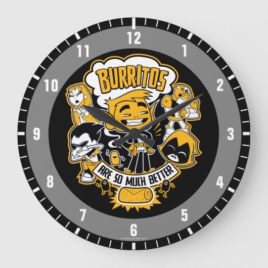 10代のなタイタンは行きます! |の獣の男の子"ブリトーよりよいです"は ラージ壁時計 (正面)