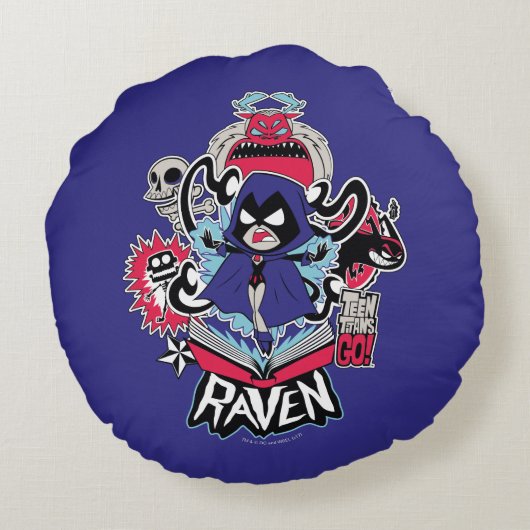 10代のなタイタンは行きます! 写実的な|のワタリガラスの悪魔的な力 ラウンドクッション (裏面)