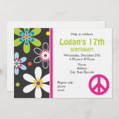 10代のなピースサインの誕生日の招待状- 招待状 (正面/裏面)