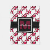 10代のなプレティーンの女の子のパーソナライズなモノグラムの蝶 フリースブランケット (正面)