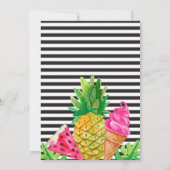 10代のなプールを囲んでのパーティ、フラミンゴ、パイナップル招待状 招待状 (裏面)