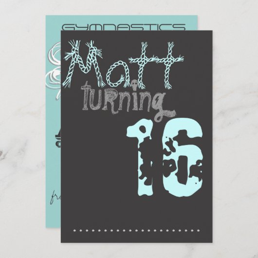 10代のな人の体操の誕生日の招待状 招待状 (正面/裏面)