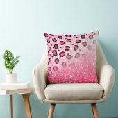 10代のな女の子のためのきらめくピンクのヒョウのプリントの装飾 クッション (椅子)