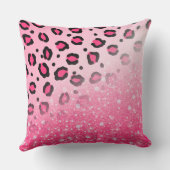10代のな女の子のためのきらめくピンクのヒョウのプリントの装飾 クッション (裏面)