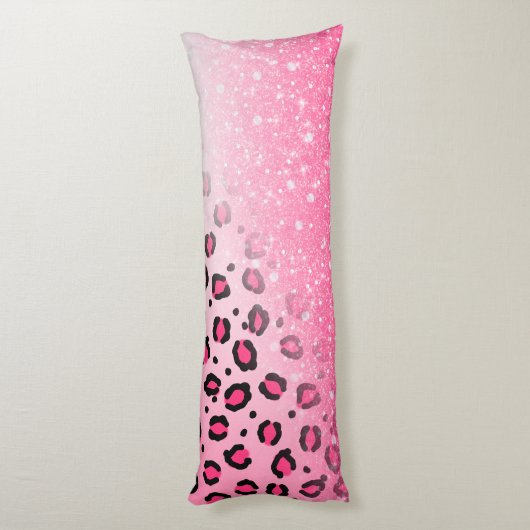 10代のな女の子のためのきらめくピンクのヒョウのプリントの装飾 ボディピロー (裏面 (縦))
