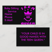10代のな女王のベビーシッターをする名刺 名刺 (正面/裏面)