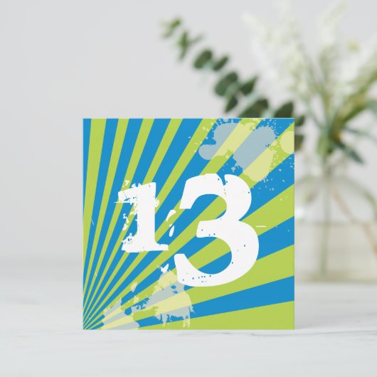 10代のな誕生日のパーティの招待状|の男の子 招待状 (スタンド正面)