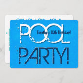 10代のな誕生日のプールを囲んでのパーティの保存日付P03Z セーブザデート (正面/裏面)