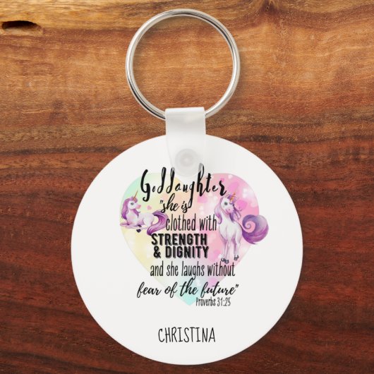 10代のゴドーターギフトピンクのユニコーン諺かわいい キーホルダー (正面)