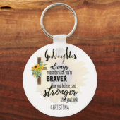 10代のゴド娘やる気を起こさせる引用文ひまわり キーホルダー (正面)