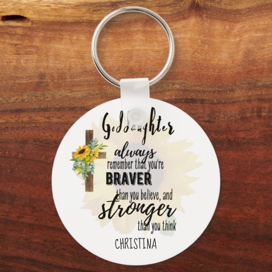 10代のゴド娘やる気を起こさせる引用文ひまわり キーホルダー (正面)