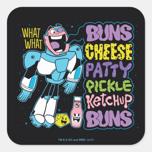 10代のタイタン行け！ |サイボーグバーガーラップの スクエアシール (正面)