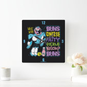 10代のタイタン行け! |サイボーグバーガーラップの スクエア壁時計 (ホーム)