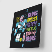 10代のタイタン行け! |サイボーグバーガーラップの スクエア壁時計 (傾斜)