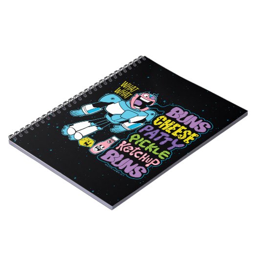 10代のタイタン行け！ |サイボーグバーガーラップの ノートブック (左側)