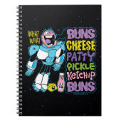 10代のタイタン行け！ |サイボーグバーガーラップの ノートブック (正面)