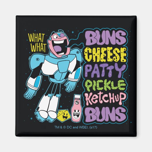 10代のタイタン行け! |サイボーグバーガーラップの マグネット (正面)