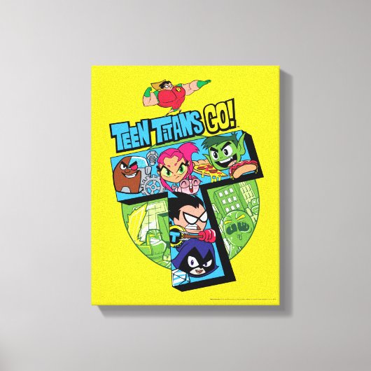 10代のタイタン行け! |タイタンズタワーコラージュ キャンバスプリント (正面)