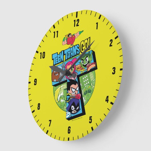 10代のタイタン行け！ |タイタンズタワーコラージュ ラージ壁時計 (傾斜)