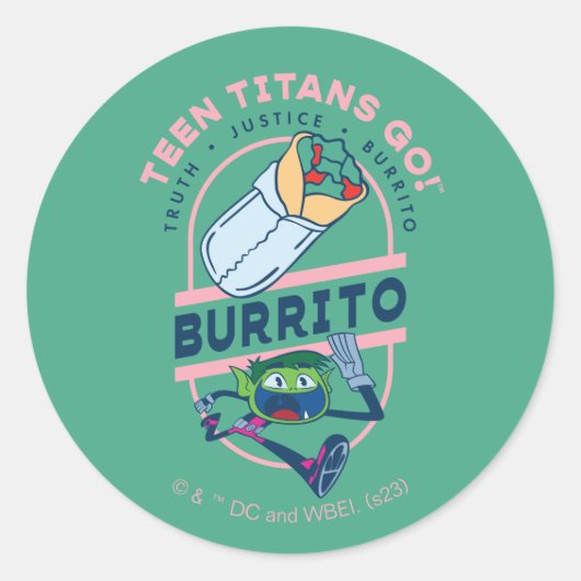 10代のタイタン行け！ビーストボーイ"Truth Justice Burrito" ラウンドシール (正面)