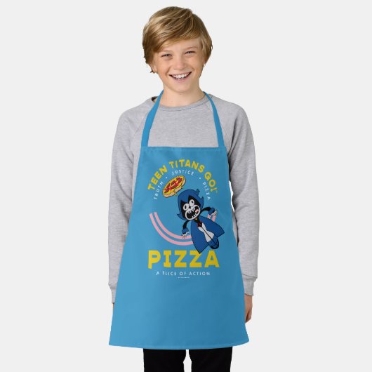 10代のタイタン行け!レイヴン「真実の正義ピザ」 エプロン (着用した状態)